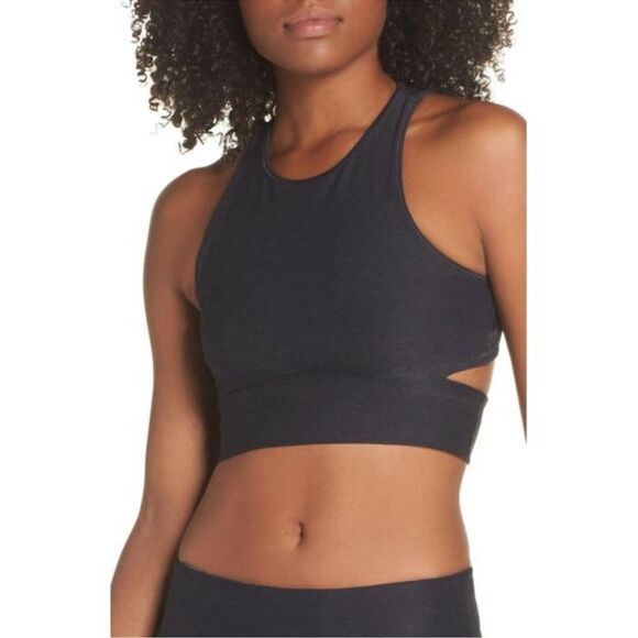 Outdoor Voices Tops - Outdoor Voices Slashback Crop Top Size Small Charcoal Gray Cut Out Activewear